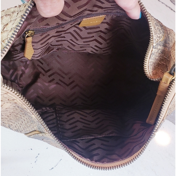 NEW Via Spiga Snake Embossed Textured Leather Hobo - Picture 11 of 15